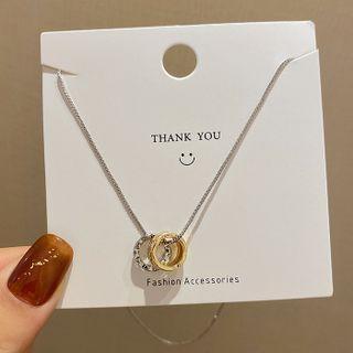 Hoop Pendant Alloy Necklace B026 - Silver & Gold - One Size