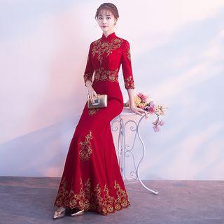 3/4-sleeve Mermaid Wedding Qipao