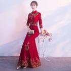 3/4-sleeve Mermaid Wedding Qipao