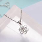 925 Sterling Silver Snowflake Rhinestone Necklace