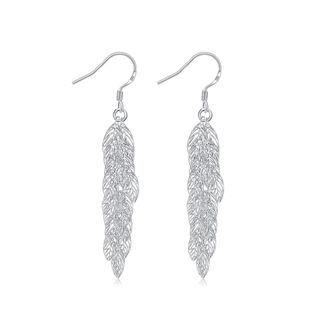 Fashion Romantic Hollow Leaf Earrings Silver - One Size