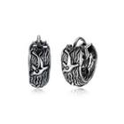 925 Sterling Silver Fashion Vintage Textured Earrings Silver - One Size