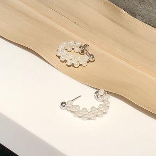 Faux-pearl Hoop Earrings Ivory - One Size