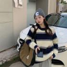 Striped Sweater Black & Off-white & Gray - One Size