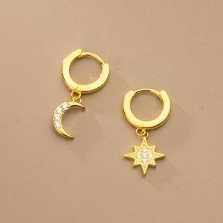 Asymmetrical Star Moon Drop Earring