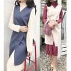 Long-sleeve A-line Midi Dress / Long Vest
