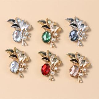 Leaf Rhinestone Faux Pearl Alloy Brooch