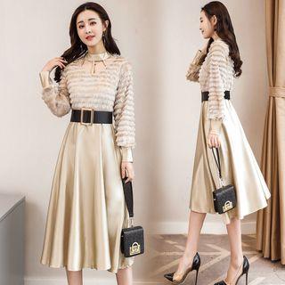 Fray Trim Panel Cutout A-line Dress