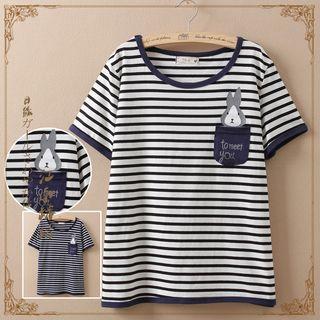 Rabbit Stripe Short-sleeve T-shirt
