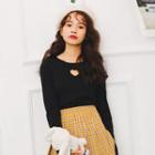 Heart Cut Out Long Sleeve T-shirt
