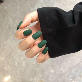 Matte Nail Art False Nail 476 - Dark Green - One Size