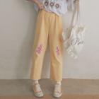 Bear Applique Wide-leg Pants