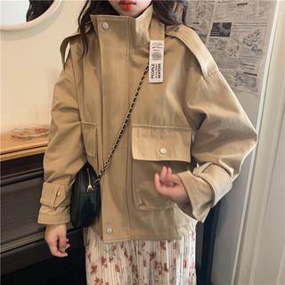 Plain Cargo Jacket / Vintage Floral Midi Dress