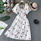 Strawberry Embroidered High-waist Dress