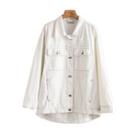 Lettering Denim Button Jacket 8691 - As Shown In Figure - One Size