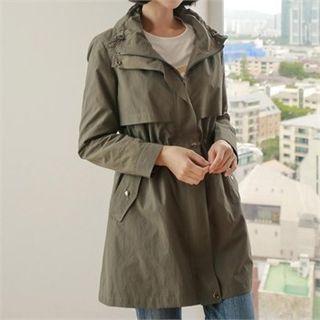High-neck Drawstring-waist Safari Jacket