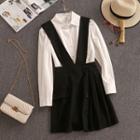 Set: Plain Shirt + Mini Suspender Skirt