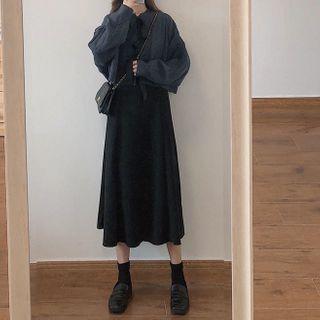 Ribbon Cardigan / Spaghetti Strap Dress / Set
