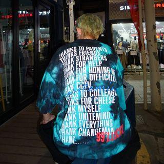 Elbow-sleeve Lettering Tie-dyed T-shirt