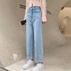 High Waist Loose Fit Cropped Jeans