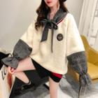 Mock Two-piece Faux-shearling Pullover Off-white - One Size