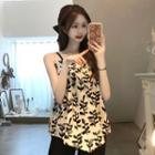 Leaf Print Tank Top As Shown As Figure - One Size