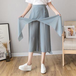 Layered Chiffon Wide-leg Pants