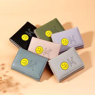 Smiley Print Faux Leather 3-fold Wallet