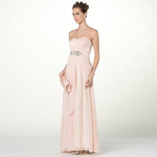 Strapless Jeweled A-line Evening Gown