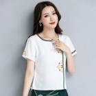 Short-sleeve Patterned Embroidered Cheongsam Top