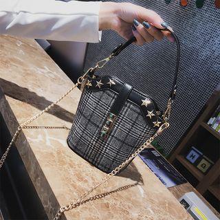 Star Stud Plaid Bucket Bag