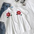 Flower Short-sleeve Shirt White - One Size