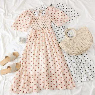 Tie-back Dotted Chiffon Dress