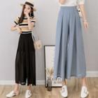 Wide Leg Chiffon Cropped Pants