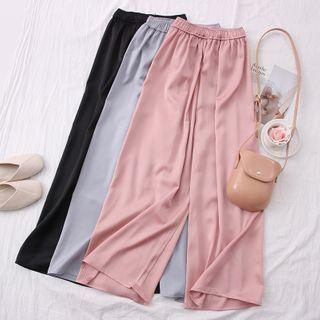 Satin High-waist Wide Pants