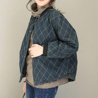Denim Padded Jacket As Shown In Figure - One Size