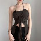 Halter-neck Tie-front Crop Camisole Top