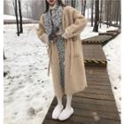 Plain Loose-fit Cardigan / Turtle-neck Top / Set: Leopard Scarf + Skirt