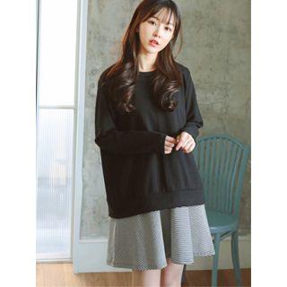 Set: Slit-back Sweatshirt + Stripe Tank Dress