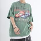 Short-sleeve Car Print Vintage T-shirt