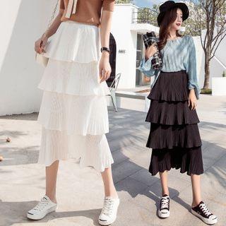 Layered Chiffon Midi A-line Skirt
