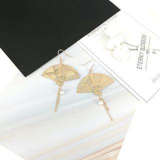 Alloy Fan Faux Pearl Dangle Earring