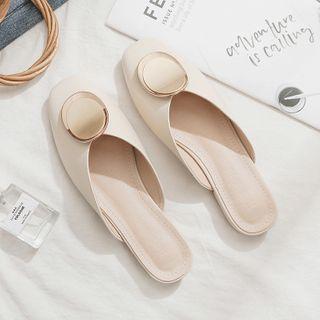 Chunky Heel Metal Accent Mules