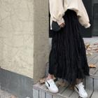 A-line Crinkle Midi Skirt