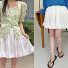 Frilled Tiered Miniskirt Ivory - One Size