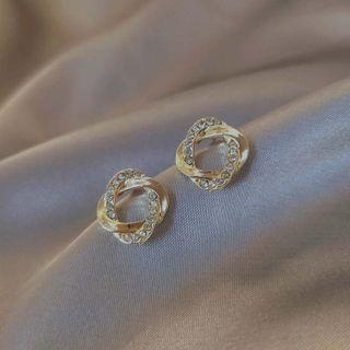 Rhinestone Geometric Stud Earring 1 Pair - Era058-21 - Gold - One Size