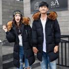 Couple Matching Furry Hooded Long Padded Coat