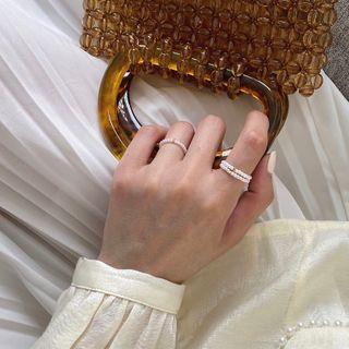 Faux Pearl Ring Set Of 3 - As Shown In Figure - One Size