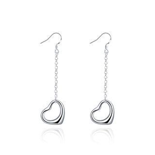 Simple Fashion Heart Tassel Earrings Silver - One Size