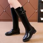 Buckled Hidden-wedge Tall Boots